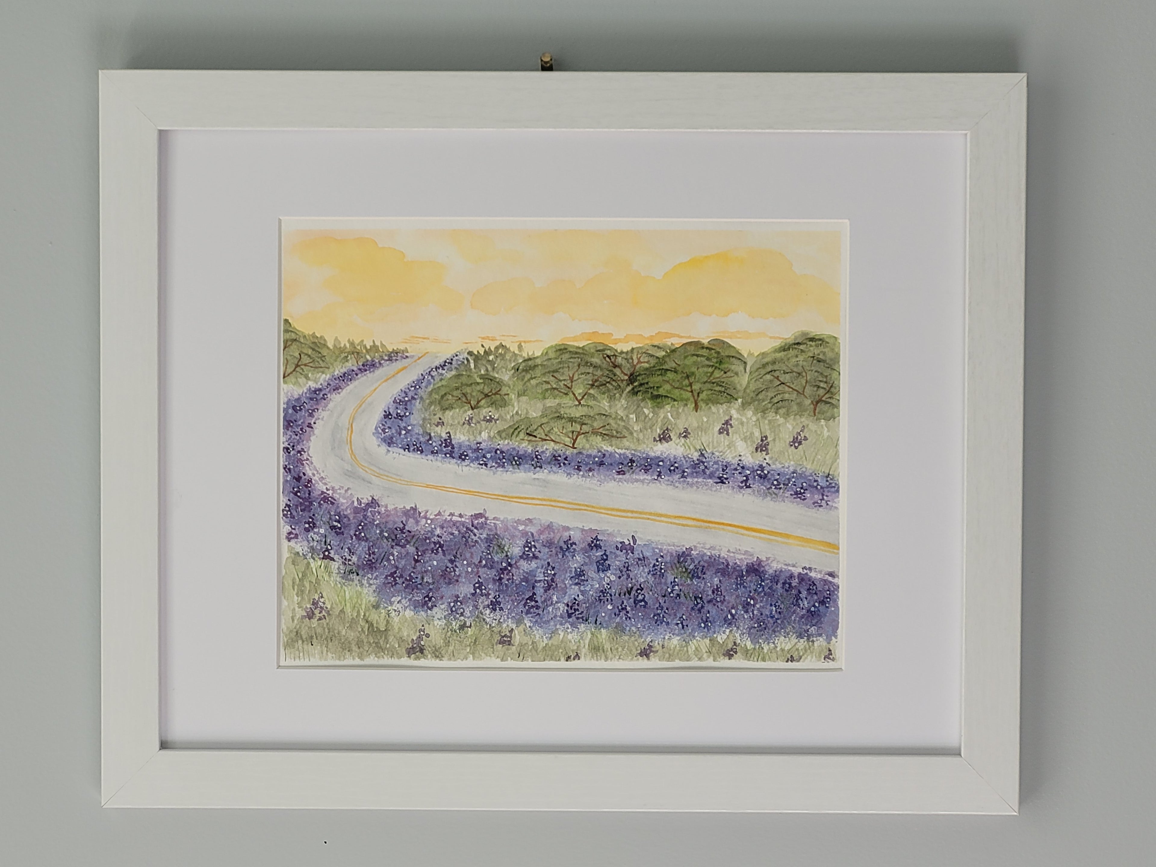 ORIGINAL WATERCOLOR Texas Hill Country | Bluebonnet Landscape Wall Art from the America the Beautiful Collection