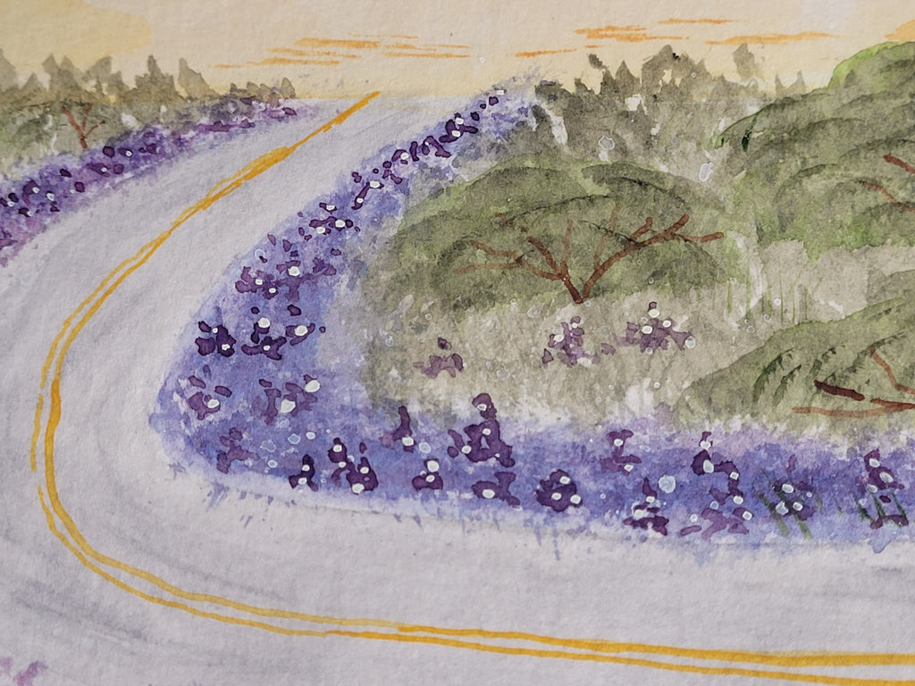 ORIGINAL WATERCOLOR Texas Hill Country | Bluebonnet Landscape Wall Art from the America the Beautiful Collection