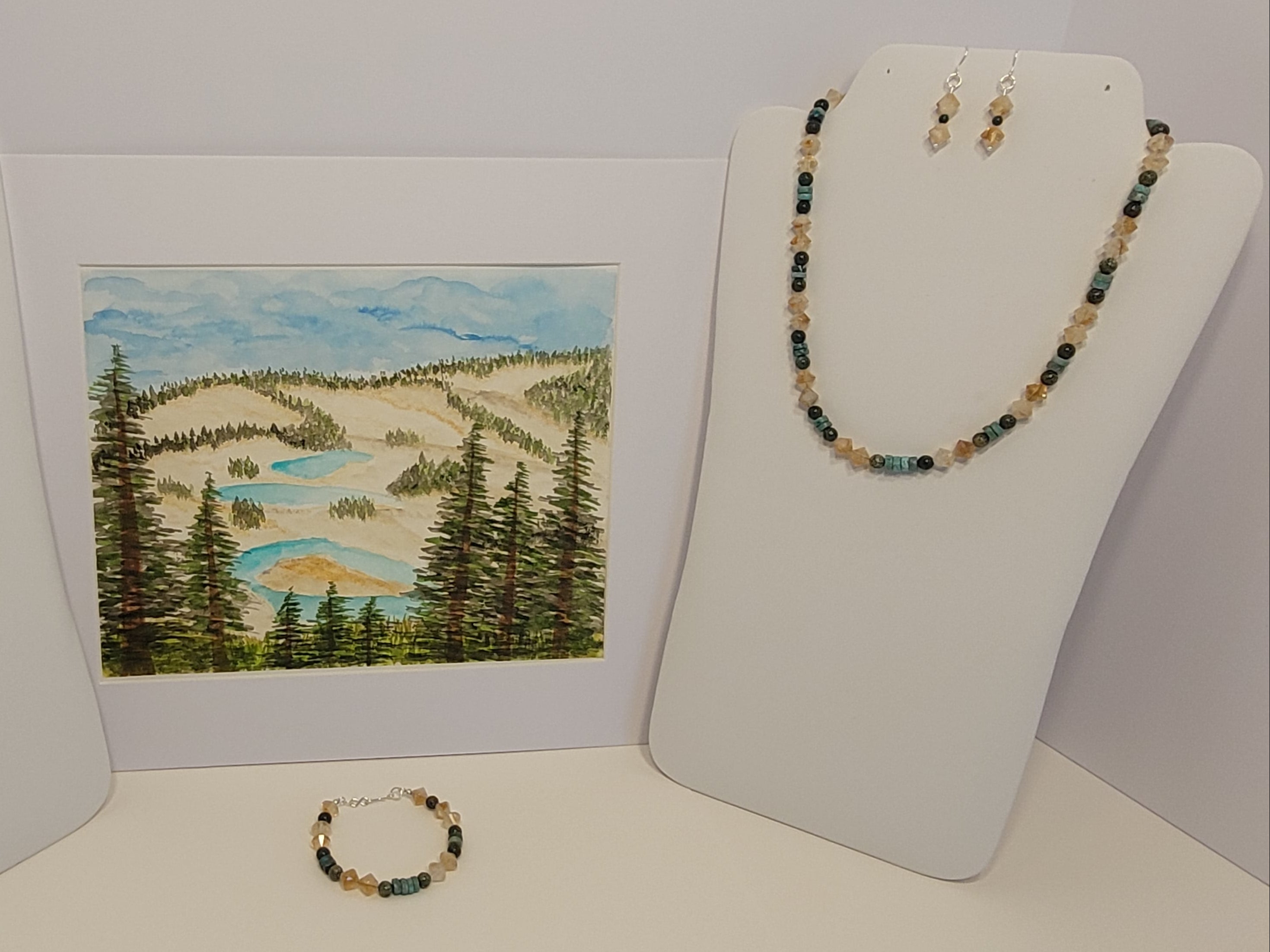 Lassen Study Collection – Gemstone Necklace, Bracelet & Earrings + Print
