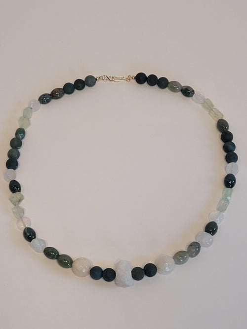 Everglades Necklace – Moss Agate & Moonstone Gemstone Necklace