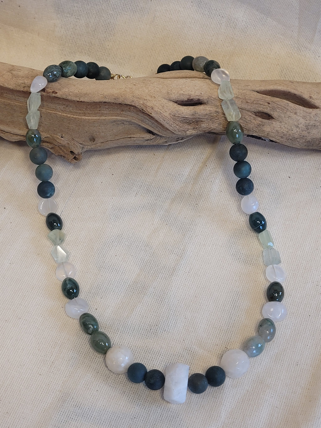 Everglades Necklace – Moss Agate & Moonstone Gemstone Necklace