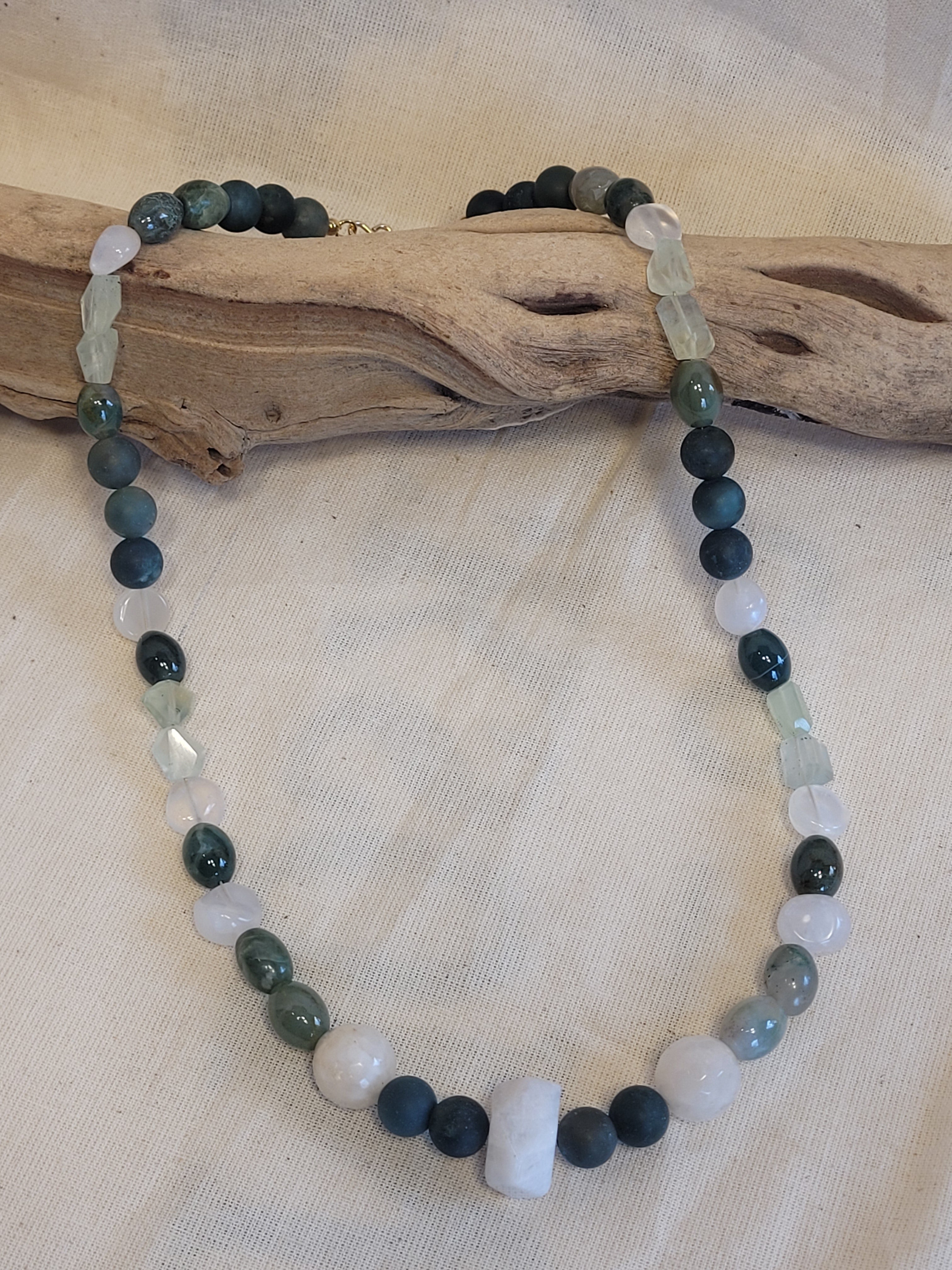 Everglades Necklace – Moss Agate & Moonstone Gemstone Necklace