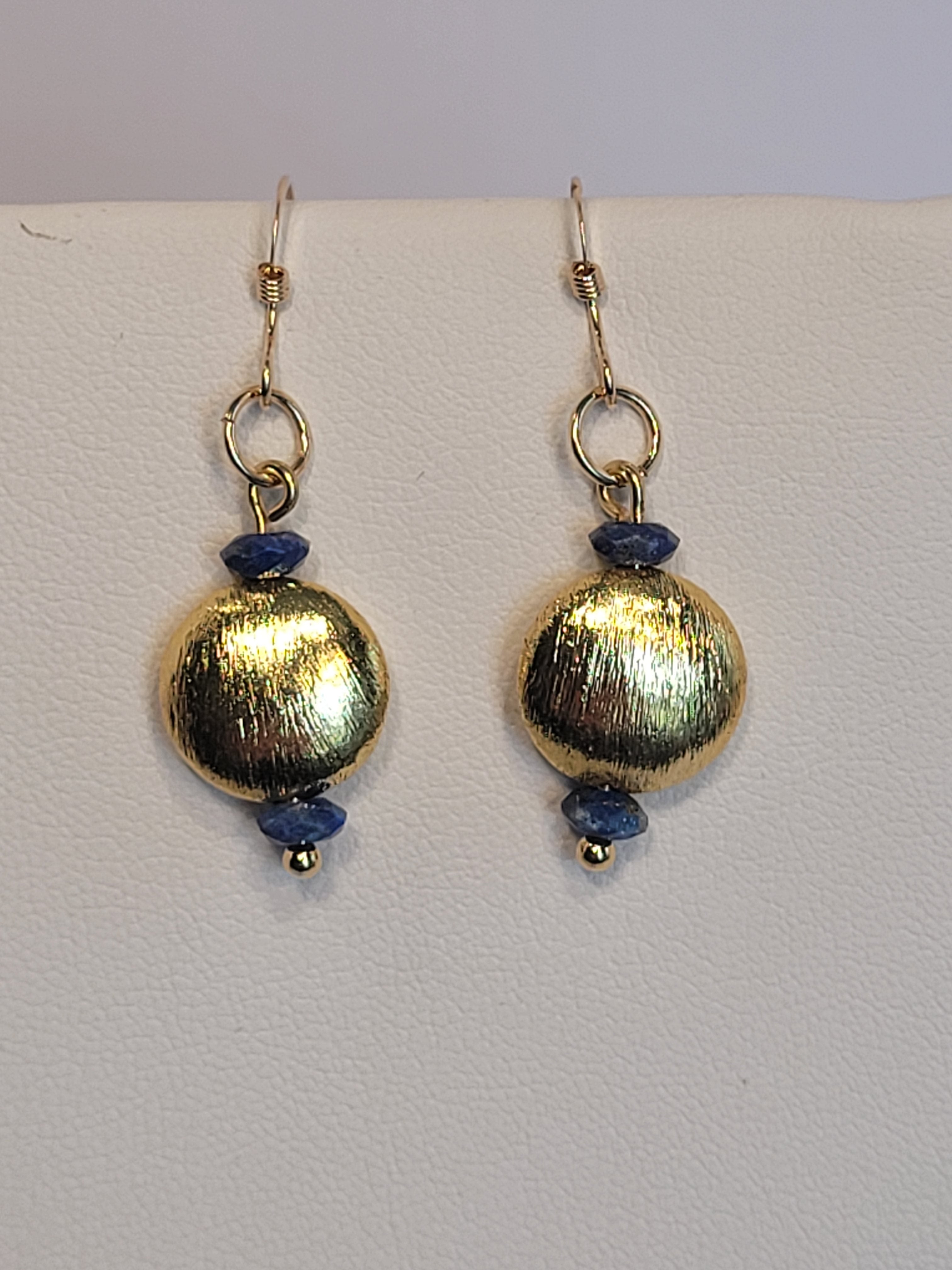 Highway Beautification Earrings No. 1 – Lapis & Gold Earrings