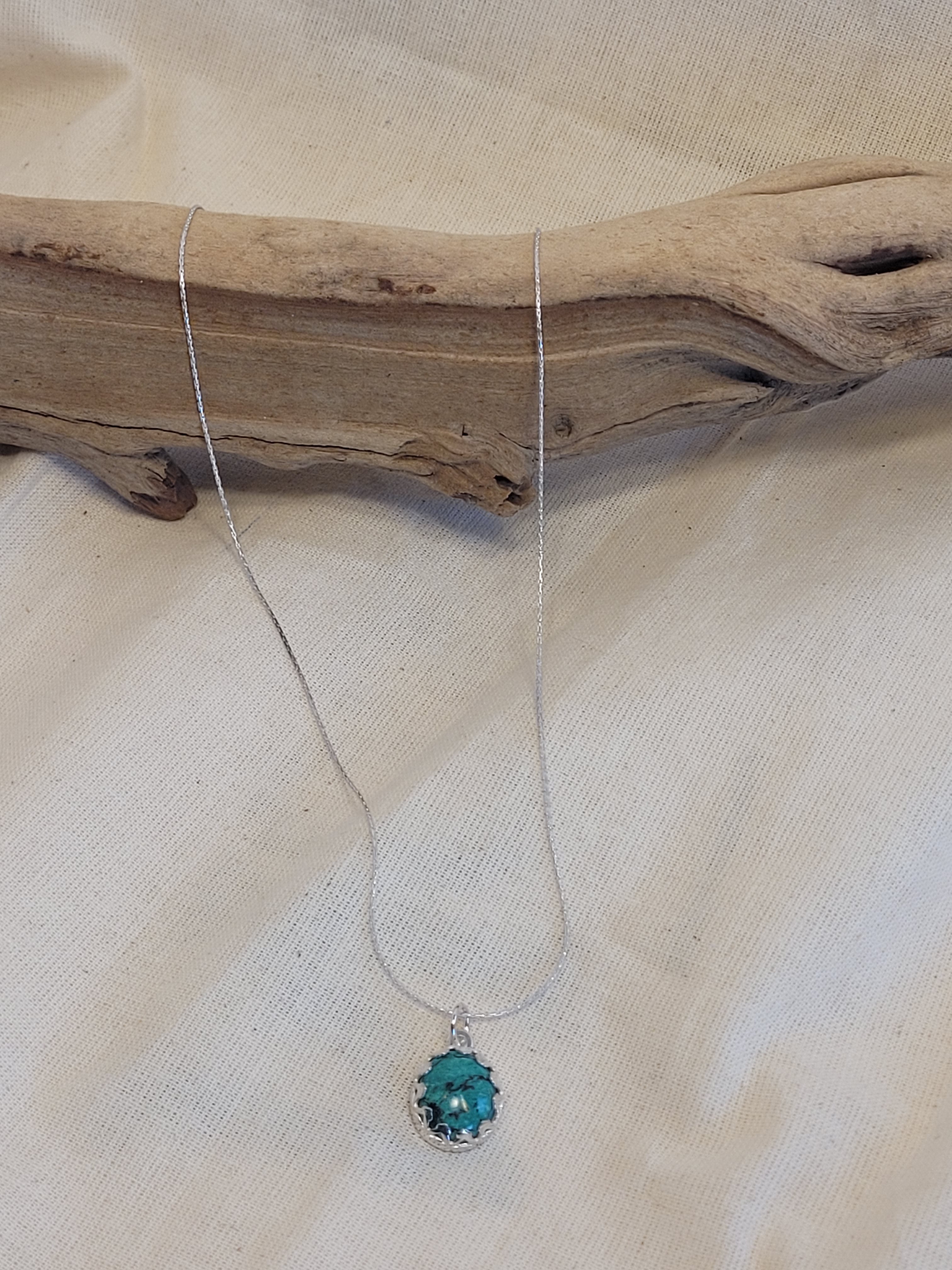 Lassen Chrysocolla Pendant – Sterling Silver Gemstone Necklace