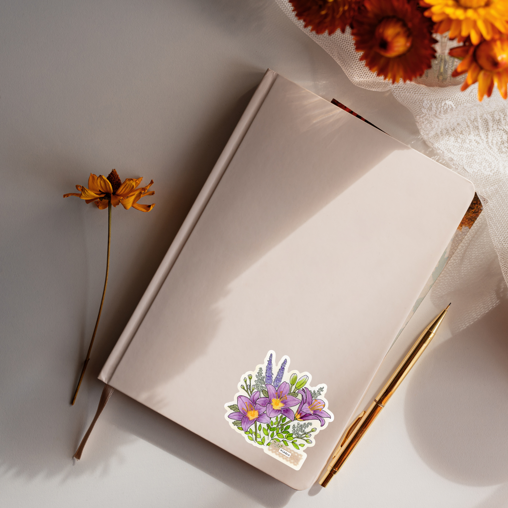 Lily Vinyl Sticker – Wisdom Floral Sticker | Botanical Watercolor Sticker