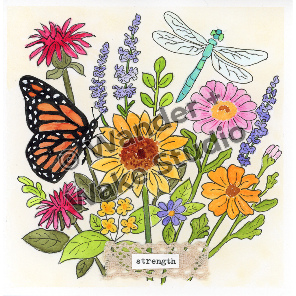 Pollinator Bouquet Art Print – Strength | Botanical Wall Art from the In Bloom Collection