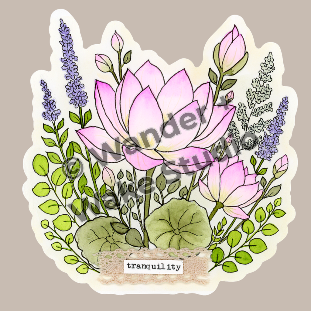 Lotus Flower Vinyl Sticker – Tranquility | Waterproof Botanical Sticker